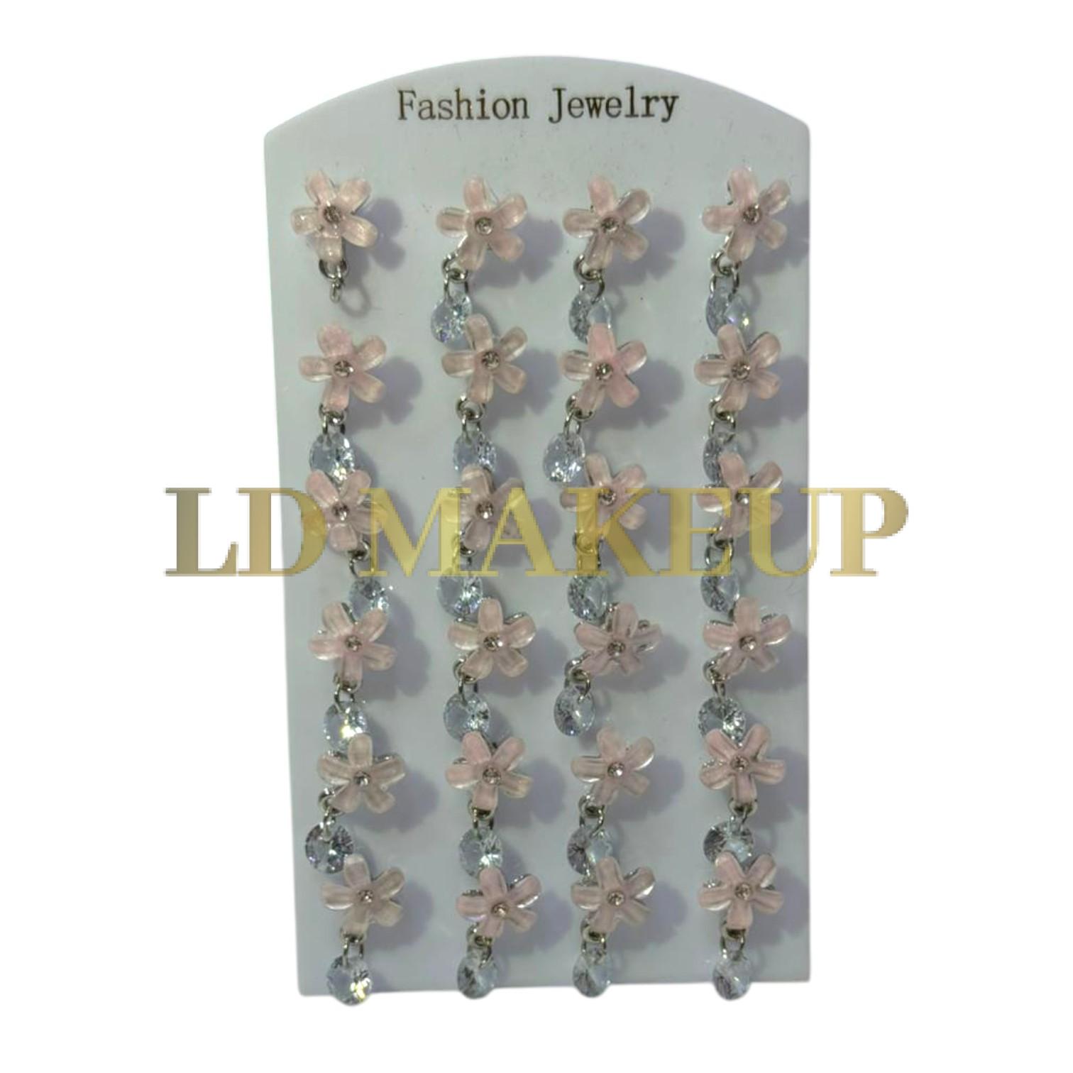 Aros Flores rosa blister x 12 pares