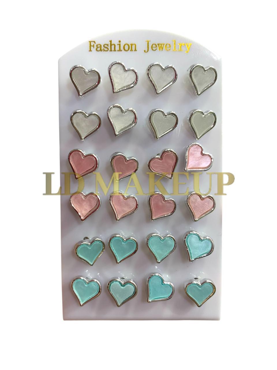 Aros Corazón plateado blister x 12 pares